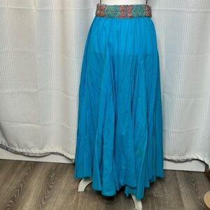 Sandy Starkman Boho Maxi Skirt Flared Beaded Belt Gypsy Godet Size Large